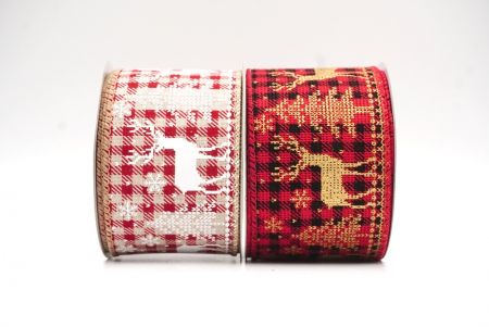 Nastro Wired con Design di Renna di Natale Tartan_KF8832.KF8833 (1)